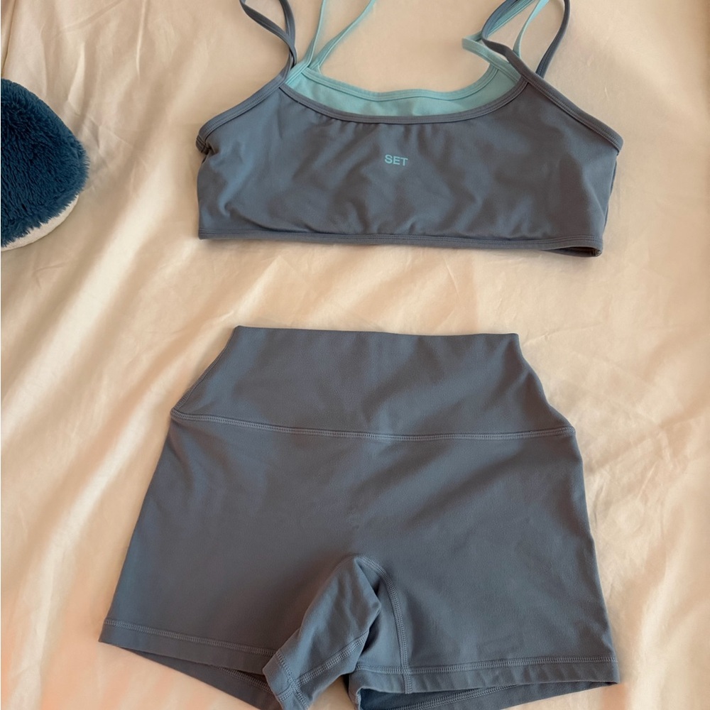 SET Active Blue Athletic Shorts and Top